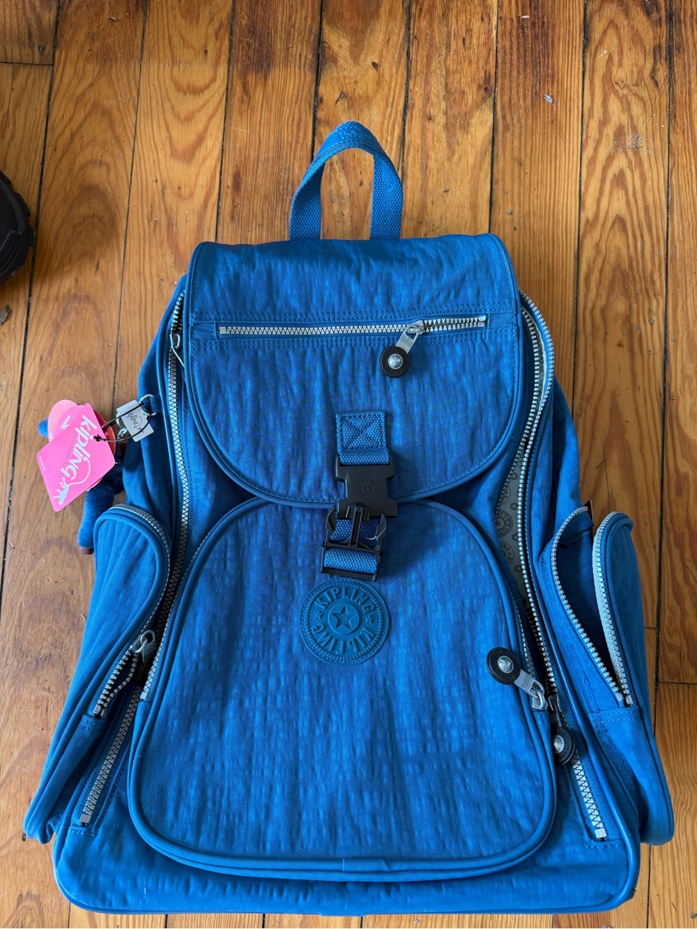 Kipling Bright Blue Nylon Wheeling Bag with Front Buckle